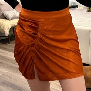 Satin ruched mini skirt